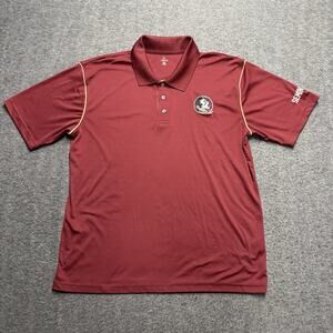 Florida State Seminoles FSU Short Sleeve Polo Shirt Men's XL Red Tech Football